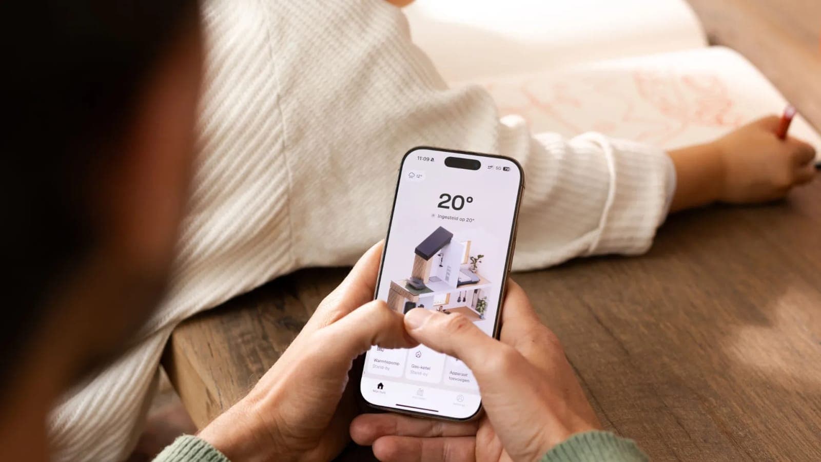 De Weheat-app op een telefoon